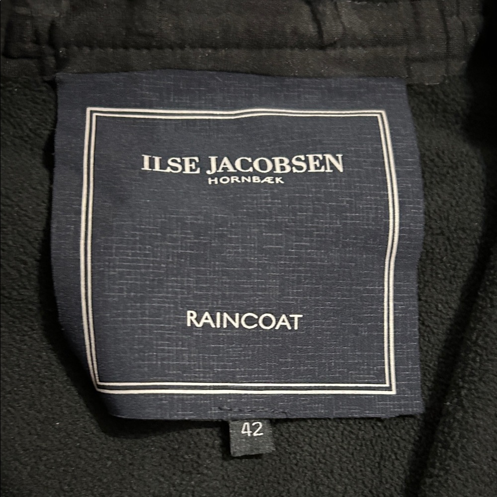 Ilse Jacobsen Hornbaek Regular Fit Hooded‎ Long Raincoat Dark Indigo Women’s 12 - Picture 2 of 10